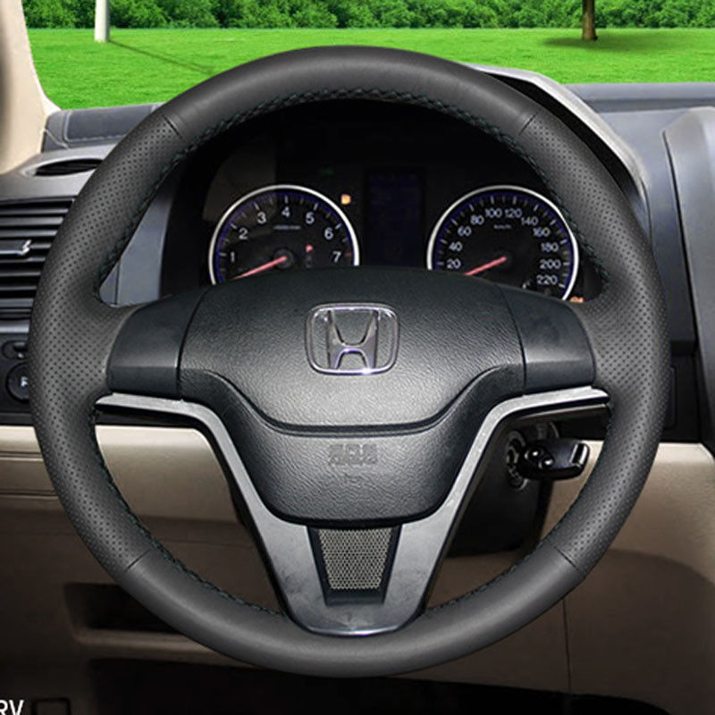 Black Genuine Leather DIY Car Steering 